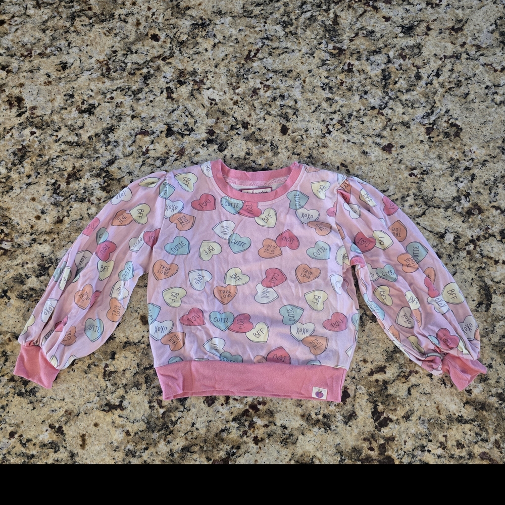 Cheeky Plum Pink Heart Pattern Kids Sweatshirt